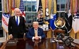 US President Donald Trump, right, meets Prime Minister Benjamin Netanyahu in the White House, July 8, 2025. (Avi Ohayon/GPO)