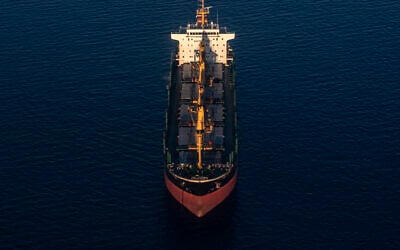 ILLUSTRATIVE: Antigua-flagged bulk carrier vessel Vega Granat sailing off the coast of Larnaca on June 3, 2024. (Amir MAKAR / AFP)