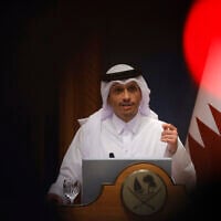 Qatar's Prime Minister Mohammed bin Abdulrahman Al-Thani speaks during a press conference in Doha on June 24, 2025. (Karim JAAFAR / AFP)