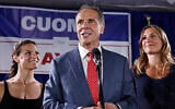 New York City mayoral candidate and former New York governor Andrew Cuomo (C) speaks during an election party following the primaries at the Carpenters Union in New York City on June 24, 2025. (John Lamparski / AFP)