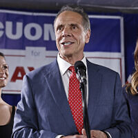 New York City mayoral candidate and former New York governor Andrew Cuomo (C) speaks during an election party following the primaries at the Carpenters Union in New York City on June 24, 2025. (John Lamparski / AFP)