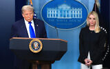 US President Donald Trump, joined by US Attorney General Pam Bondi, speaks on recent Supreme Court rulings in the briefing room at the White House on June 27, 2025 in Washington. (Joe Raedle/Getty Images/AFP)