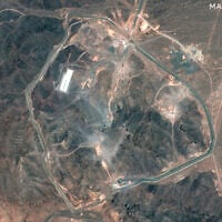 This handout satellite image provided by Maxar Technologies and dated July 1, 2025, shows an overview of the Fordo Fuel Enrichment Plant complex in central Iran after US airstrikes. (Satellite image ©2025 Maxar Technologies / AFP)
