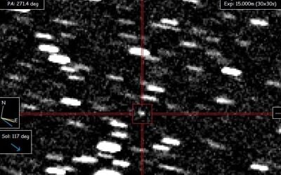 An image of interstellar object A11pI3Z captured on June 2, 2025. (David Rankin, Saguaro Observatory / AFP)