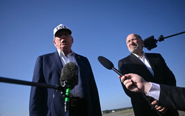 US President Donald Trump speaks to reporters before boarding Air Force One at Morristown Municipal Airport in Morristown, New Jersey, July 6, 2025. (Brendan SMIALOWSKI / AFP) US President Donald Trump speaks to reporters before boarding Air Force One at Morristown Municipal Airport in Morristown, New Jersey, July 6, 2025. (Brendan SMIALOWSKI / AFP)