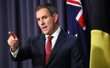 Australia's Treasurer Jim Chalmers attends a press conference regarding interest rates in Canberra's federal parliament house on July 8, 2025. (DAVID GRAY / AFP)