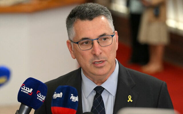 Foreign Minister Gideon Sa'ar talks to journalists on the sidelines of the EU-Southern Neighbourhood Ministerial Meeting in Brussels on July 14, 2025. (Nicolas Tucat/AFP) Foreign Minister Gideon Sa'ar talks to journalists on the sidelines of the EU-Southern Neighbourhood Ministerial Meeting in Brussels on July 14, 2025. (Nicolas Tucat/AFP)