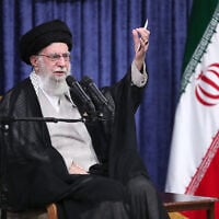 Iran's Supreme Leader Ayatollah Ali Khamenei addressing the crowd during a meeting with the head of the judiciary and other officials in Tehran on July 16, 2025. (KHAMENEI.IR / AFP)