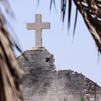 A view of the damage to the Holy Family Church in Gaza City, after an Israeli tank shell hit the church, in the Zeitoun neighborhood of Gaza City on July 17, 2025. (Omar aL-Qattaa/AFP)
