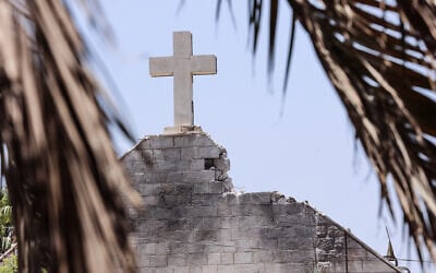 A view of the damage to the Holy Family church in Gaza City following an Israeli strike on the church, in the Zeitoun neighborhood of Gaza City on July 17, 2025. (Omar AL-QATTAA / AFP)