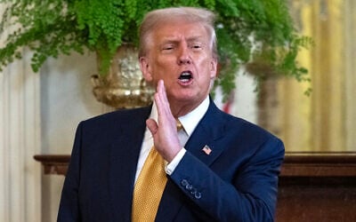 US President Donald Trump speaks to the press at the end of a reception with Republican members of Congress at the White House in Washington, DC on July 22, 2025. (ANDREW CABALLERO-REYNOLDS / AFP)