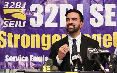 Zohran Mamdani, Democratic nominee for New York City Mayor, speaks during a news conference at the headquarters of SEIU Local 32BJ in New York City on July 30, 2025. (Timothy A. Clary/AFP)