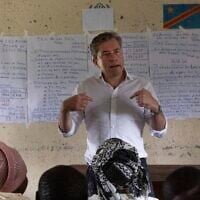 Tom Fletcher, UN Under-Secretary-General for Humanitarian Affairs and Emergency Relief Coordinator at the Office for the Coordination of Humanitarian Affairs (OCHA), visits North Kivu's town of Buhumba, Democratic republic of the Congo, Thursday, June 26, 2025. (AP/Moses Sawasawa)
