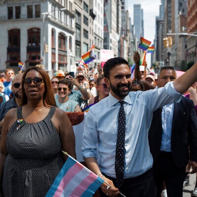 Democratic mayoral candidate Zohran Mamdani, right, and Attorney General of New York Letitia James walk in the NYC Pride March, June 29, 2025, in New York. (AP Photo/Olga Fedorova)
