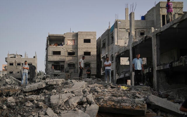 Palestinians inspect the rubble of a home destroyed by Israeli airstrikes in Al-Zawaideh, Gaza Strip, on July 1, 2025. (AP Photo/Abdel Kareem Hana) Palestinians inspect the rubble of a home destroyed by Israeli airstrikes in Al-Zawaideh, Gaza Strip, on July 1, 2025. (AP Photo/Abdel Kareem Hana)
