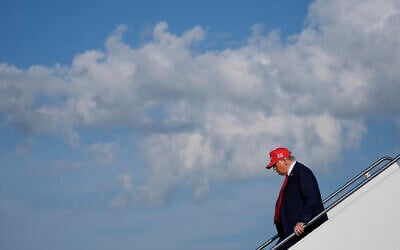 US President Donald Trump arrives on Air Force One at Des Moines International Airport, July 3, 2025, in Des Moines, Iowa. (AP/Alex Brandon)