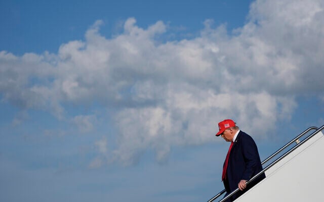 US President Donald Trump arrives on Air Force One at Des Moines International Airport, July 3, 2025, in Des Moines, Iowa. (AP/Alex Brandon)