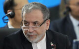 Iranian Foreign Minister Abbas Araghchi attends the 17th annual BRICS summit in Rio de Janeiro, Brazil, July 7, 2025. (AP Photo/ Eraldo Peres)