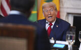 US President Donald Trump speaks during a lunch with African leaders in the State Dining Room of the White House, in Washington, July 9, 2025. (Evan Vucci/AP)