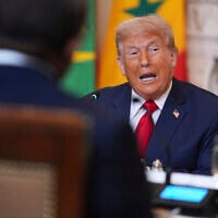US President Donald Trump speaks during a lunch with African leaders in the State Dining Room of the White House, in Washington, July 9, 2025. (Evan Vucci/AP)