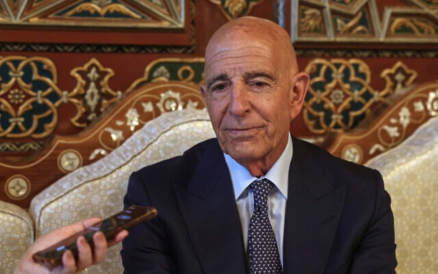 US Ambassador to Turkey and Special Envoy to Syria Tom Barrack speaks during an interview with The Associated Press at the airport in Damascus, Syria, July 9, 2025. (AP Photo/Ghaith Alsayed) US Ambassador to Turkey and Special Envoy to Syria Tom Barrack speaks during an interview with The Associated Press at the airport in Damascus, Syria, July 9, 2025. (AP Photo/Ghaith Alsayed)