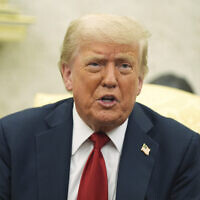 US President Donald Trump speaks during a meeting with NATO Secretary General Mark Rutte (not pictured) in the Oval Office of the White House, July 14, 2025, in Washington, DC. (AP Photo/Evan Vucci)