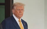 US President Donald Trump waits to greet Bahrain's Crown Prince Salman bin Hamad Al Khalifa at the White House, in Washington, July 16, 2025. (Evan Vucci/AP)