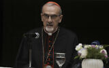 Latin Patriarch Cardinal Pierbattista Pizzaballa speaks during a joint press conference with the Greek Orthodox Patriarch Theophilos III, not pictured, following their visit to the Gaza Strip, in Jerusalem, July 22, 2025. (Mahmoud Illean/AP)