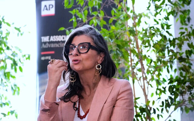 Francesca Albanese, the UN special rapporteur for the West Bank and Gaza, is interviewed by the Associated Press in Rome, Tuesday, July 29, 2025. (AP Photo/Gregorio Borgia)