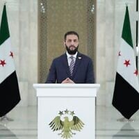 Syrian interim President Ahmad al-Sharaa speaks in a recorded statement released early on July 17, 2025, following  clashes and Israeli strikes in the Druze-majority province of Sweida. (Telegram screenshot)