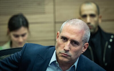 MK Hanoch Milwidsky attends a Constitution, Law and Justice Committee meeting at the Knesset in Jerusalem, on November 25, 2024. (Yonatan Sindel/Flash90)