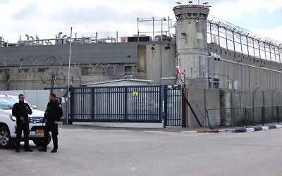 Israeli security forces on guard at Ofer Prison, outside of Jerusalem, February 8, 2025. (Jamal Awad/Flash90) Israeli security forces on guard at Ofer Prison, outside of Jerusalem, February 8, 2025. (Jamal Awad/Flash90)