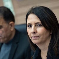 Minister of Innovation, Science and Technology Gila Gamliel attends a Science and Technology Committee meeting at the Knesset, in Jerusalem, February 17, 2025. (Yonatan Sindel/Flash90)