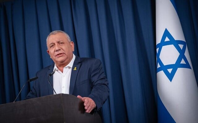 Outgoing National Unity MK Gadi Eisenkot holds a press conference in Tel Aviv, July 1, 2025. (Erik Marmor/Flash90) Outgoing National Unity MK Gadi Eisenkot holds a press conference in Tel Aviv, July 1, 2025. (Erik Marmor/Flash90)