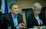 Likud MK Yuli Edelstein chairs a meeting of the Knesset Foreign Affairs and Defense Committee, July 1, 2025. (Yonatan Sindel/Flash90)