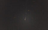 Israeli air defenses intercept a missile fired from Yemen on July 1, 2025. (Yonatan Sindel/Flash90)