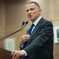 MK Yuli Edelstein delivers a statement at the Knesset in Jerusalem on July 15, 2025. (Yonatan Sindel/Flash90)