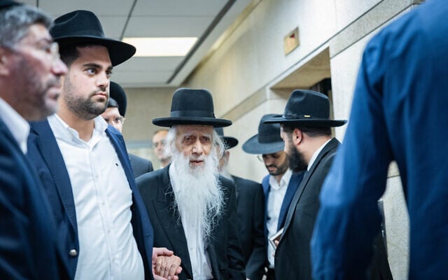 A meeting of the Shas Party Council of Torah Sages in Jerusalem on July 16, 2025. (Flash90)