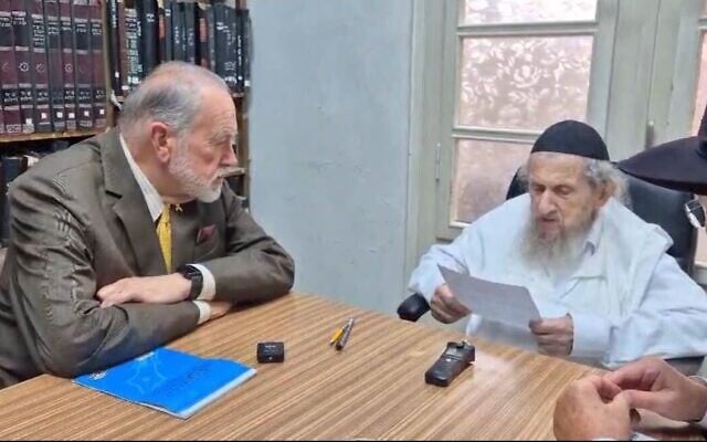 US Ambassador to Israel Mike Huckabee (left) meets with Rabbi Dov Lando in Bnei Brak on July 23, 2025. (Screenshot/Office of Rabbi Dov Lando) US Ambassador to Israel Mike Huckabee (left) meets with Rabbi Dov Lando in Bnei Brak on July 23, 2025. (Screenshot/Office of Rabbi Dov Lando)
