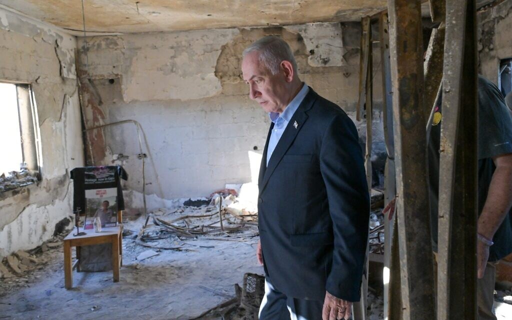 Anger, tears, demands, protests as Netanyahu finally visits Nir Oz, worst-hit Oct. 7 kibbutz