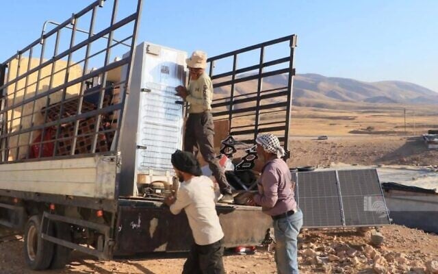 Residents of Mu'arjat flee their village due to settler violence. (Peace Now/X)