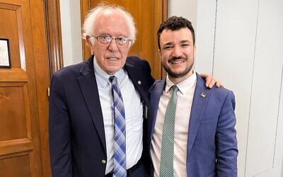 Sen. Bernie Sanders (left) with Mahmoud Khalil, July 22, 2025. (Bernie Sanders via X)