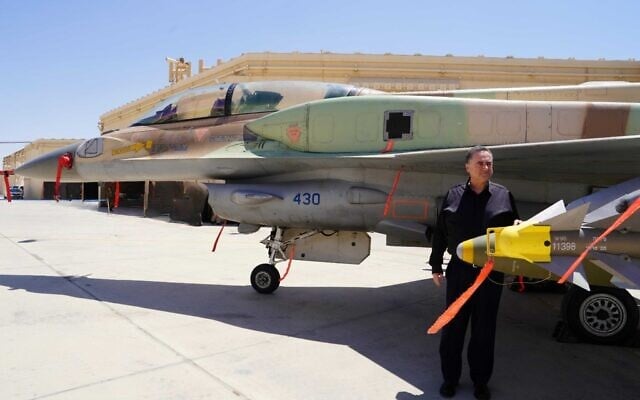 Defense Minister Israel Katz visits the Ramon Airbase on July 27, 2025. (Ariel Hermoni/Defense Ministry)