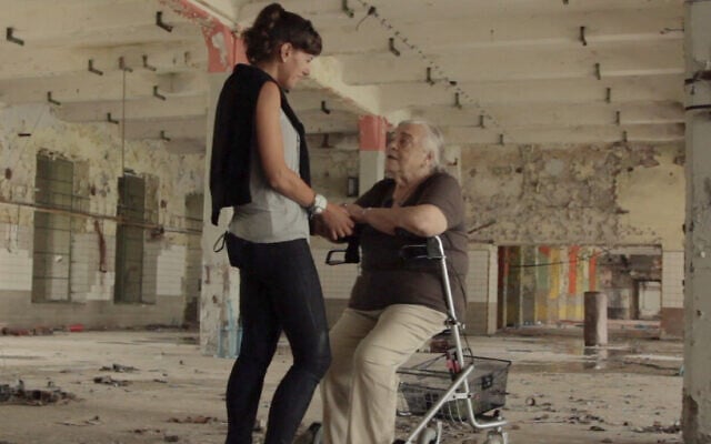 Sara Bialas (R) revisits the remains of Gabersdorf, a forced-labor camp for Jewish women in Trutnov, Czech Republic, where she was imprisoned during the Holocaust, with director Marisa Fox’s (L) mother. Film still from 'My Underground Mother' (c) Marisa Fox, 2025 (Andrew Abrahams)