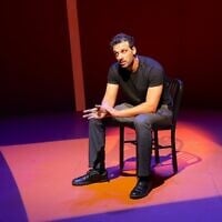 Ari’el Stachel is the writer and star of 'Out of Character,' a one-man show running at the Berkshire Theatre Group's Unicorn Theater in Stockbridge, Massachusetts until July 26, 2025. (Clean Carlough via JTA)