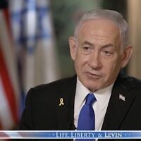 Prime Minister Benjamin Netanyahu speaks to Fox News' Mark Levin in an hour-long interview aired on July 12, 2025. (Screenshot)