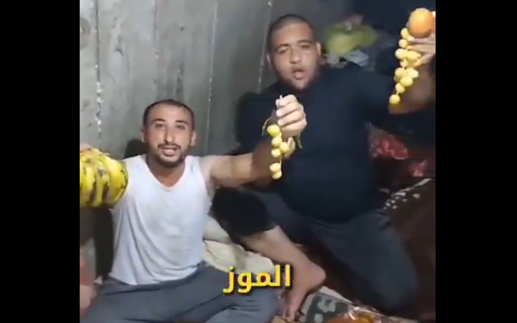 As hunger mounts, IDF shows apparent Hamas terrorists flaunting food in Gaza tunnel