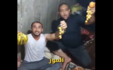Screengrab of an undated video showing apparent Hamas members enjoying fresh fruit in a tunnel underneath the Gaza Strip, shared by the IDF's Arabic Spokesman on July 23, 2025. (Screenshot/IDF)