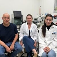 Prof. Dan Peer, left, with Dr. Inbal Hazan-Halefy and PhD student Shani Benarroch of Tel Aviv University. (Courtesy/Tel Aviv University)