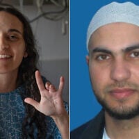 L: Freed hostage Emily Damari being prepped for surgery on her left hand at Sheba Medical Center on March 2, 2025, after she was shot on October 7, 2023, and not given proper medical care during 15 months of Hamas captivity in Gaza. (Pomi Ofi Tal); R: Hamas terrorist Nasr Ali Quneita, who held Damari captive in his home in Gaza, and was later killed in an Israeli airstrike in July 2025. (Israel Defense Forces)
